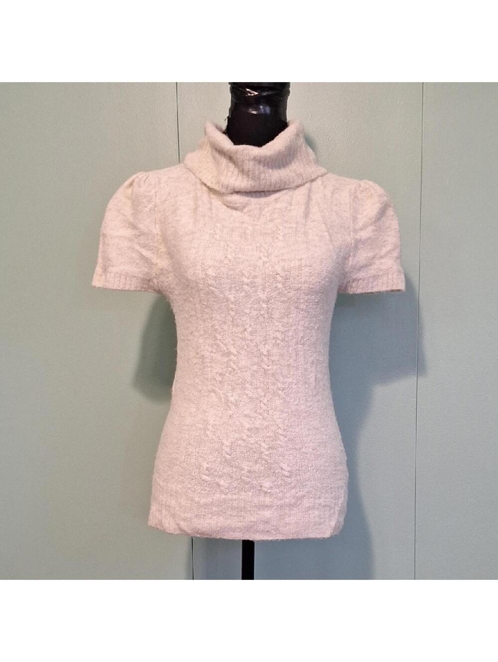 Y2k Mandee Cream Short Sleeve Turtle Neck Sweater Size Large